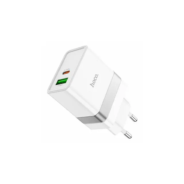 Hoco Φορτιστής Χωρίς Καλώδιο με Θύρα USB-A και Θύρα USB-C 30W Quick Charge 3.0 / Power Delivery Λευκός (N21)