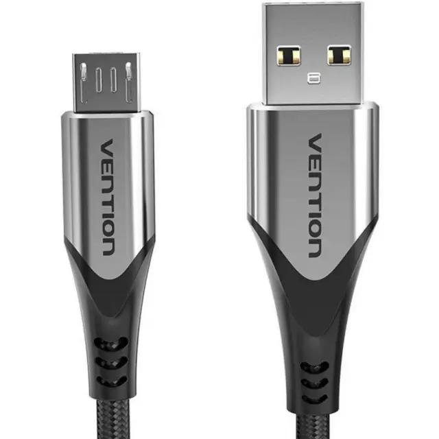 VENTION Cotton Braided USB 2.0 A Male to Micro-B Male 3A Cable 0.5M Gray Aluminum Alloy Type (COAHD) (VENCOAHD)