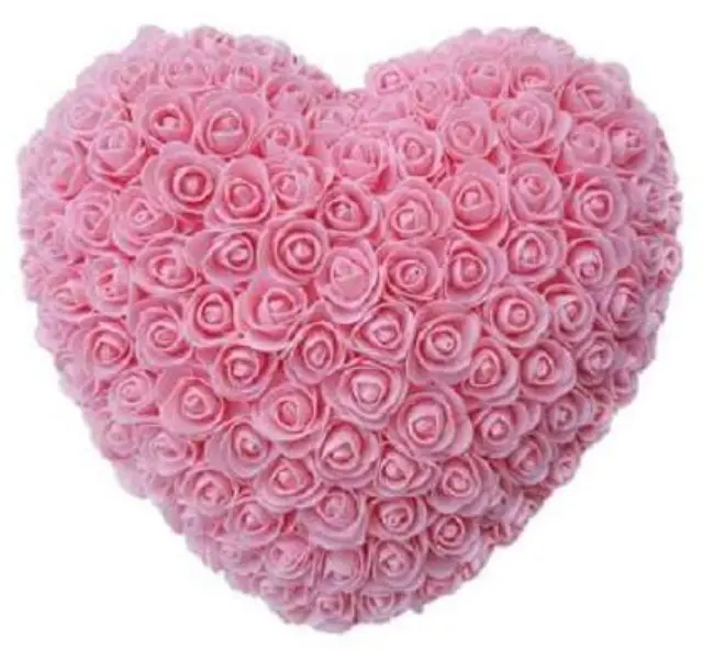 Μεγάλη καρδιά απο τεχνητά τριαντάφυλλα Rose bear 30cm ΡΟΖ
