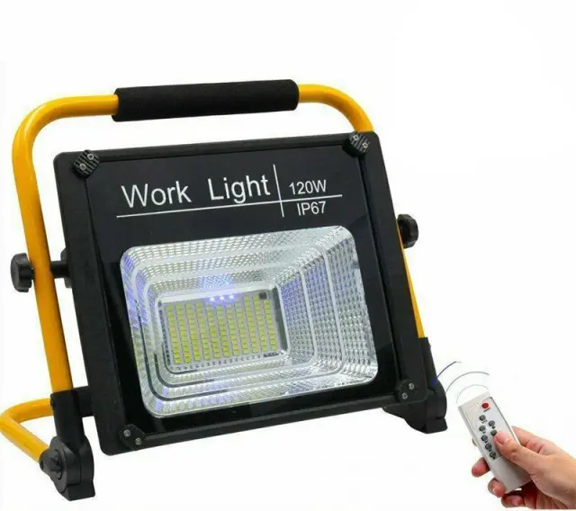 Ηλιακός Προβολέας Heavy Duty Αδιάβροχο 1000lm LED με Χειριστήριο - Επαναφορτιζόμενο Φωτιστικό Εδάφους Εργασίας 120W - Slim COB Working Light