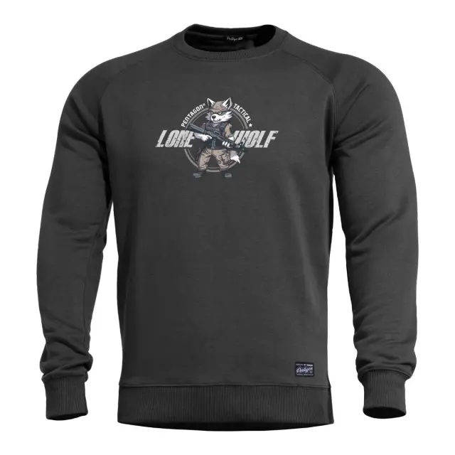 Pentagon Hawk Sweater "LONE WOLF"-Μπλούζα Φούτερ για Καθημερινή Χρήση - 01-Black-Μαύρο