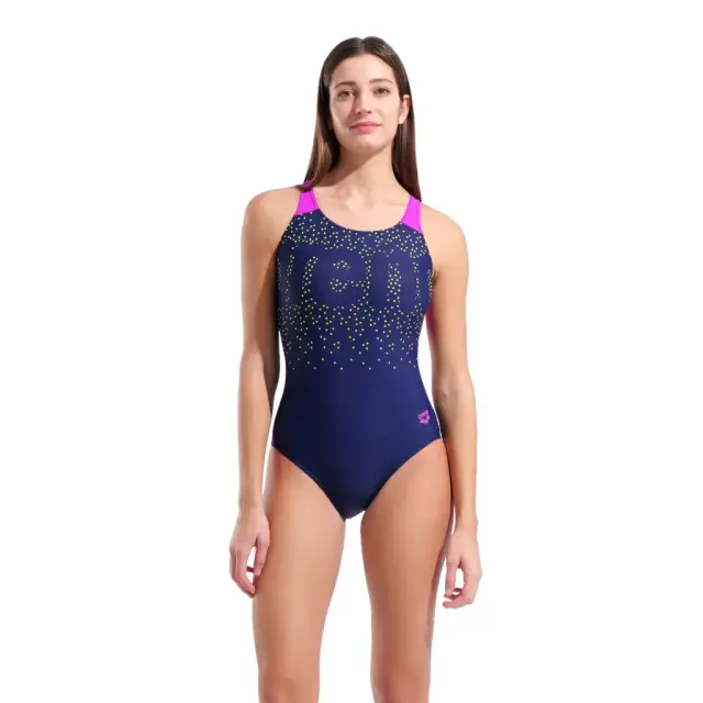 Arena Painterly Swimsuit Swim Pro Back Navy-Very-Fuchua 0117478790 - 38