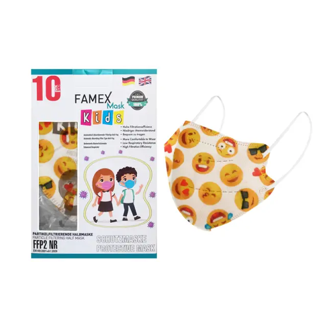 Μάσκα για παιδιά FFP2 Famex KIDS PFE≥95% 10τμχ - Emoji