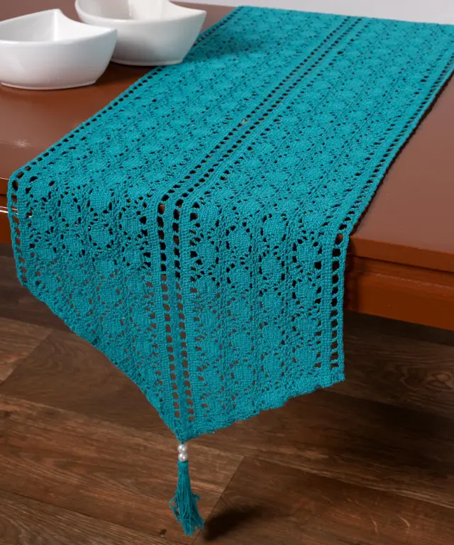 Πλεκτή τραβέρσα c210 (32cm x 160cm) seagreen - -