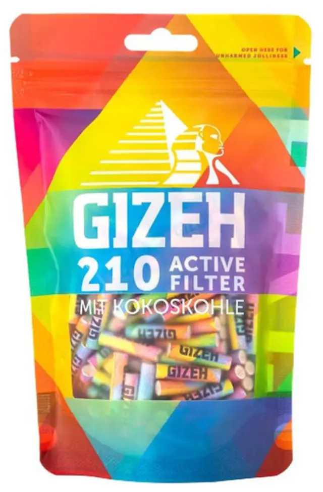 Φίλτρο Gizeh Extra Slim 210 Ενεργού Ανθρακα 6mm Bag - Rainbow