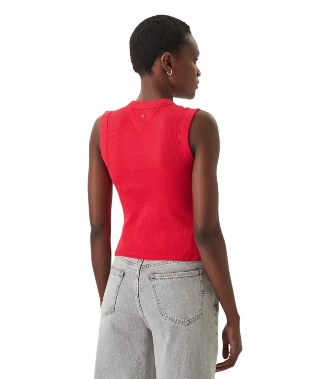 Tommy Hilfiger - Γυναικείο T-shirt Αμάνικο Essential Logo Rib Tank Slim Fit DW0DW22577-XK3 Κόκκινο - L 2