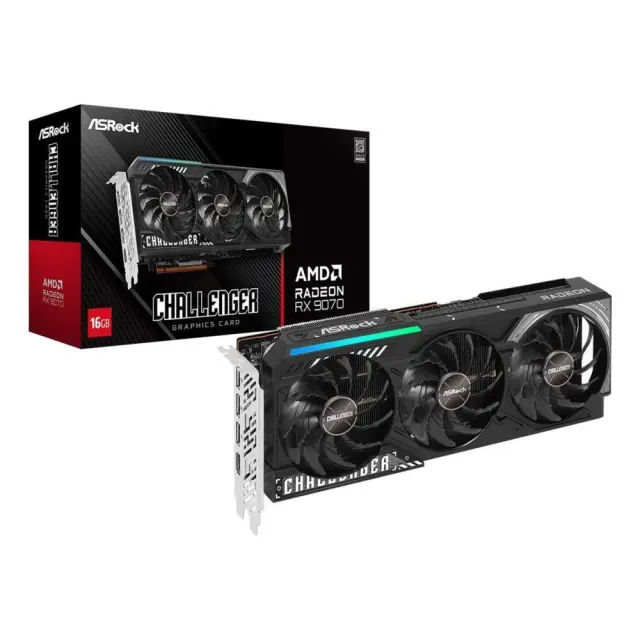 Asrock Radeon RX 9070 XT Challenger 16GB (black/grey, RDNA4, GDDR6, 3x DisplayPort, 1x HDMI 2.1)