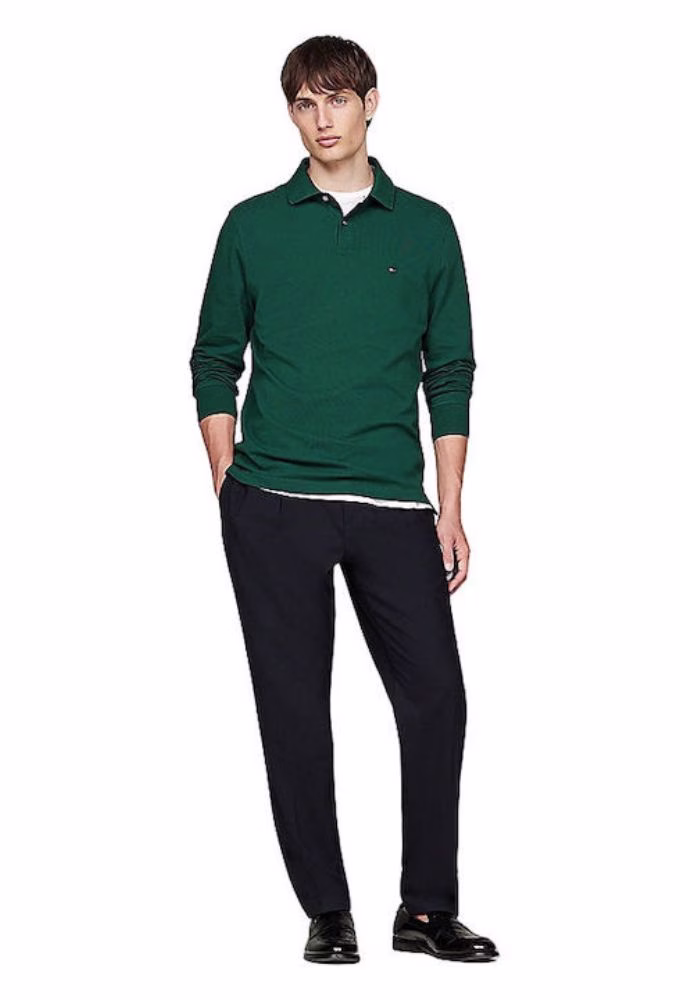 Tommy Hilfiger Ανδρική Μπλούζα Μακρυμάνικη Polo Πράσινη Πράσινο 2