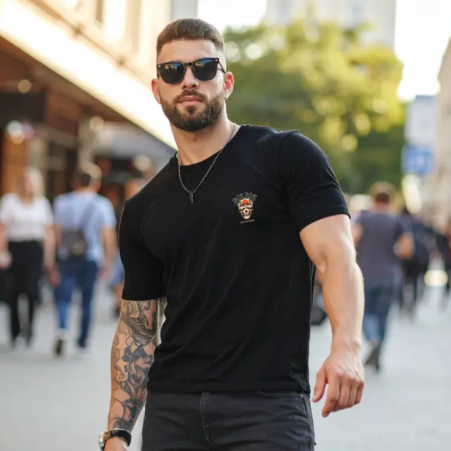 T-shirt Noshame® Μαύρο με τύπωμα Coconut Skull - 132576 - XXL