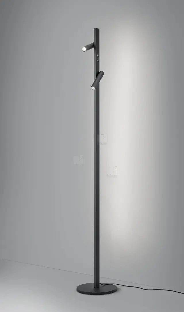 METIS Φωτιστικό Δαπέδου LED με Διπλά Ρυθμιζόμενα Spots Ματ Μαύρο