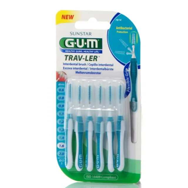 GUM Trav-Ler 1614 Μεσοδόντια Βουρτσάκια 1,6mm, Σετ 2 Συσκευασιών