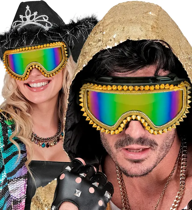 Αποκριάτικο Αξεσουάρ Γυαλιά Winter Party Gold Studded (Widmann) (W-01738) 2