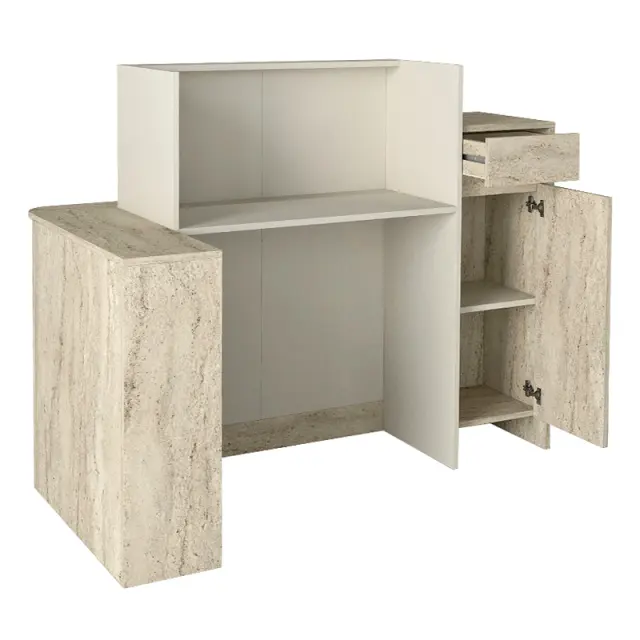 Γραφείο υποδοχής - reception Dayana Megapap με LED χρώμα travertine - sandstone 150x85,2x120εκ. 3