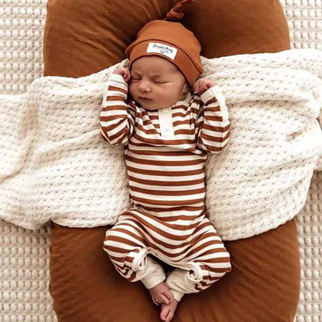 Snuggle Hunny Biscuit Stripe Organic Growsuit 0 - 3 μηνών