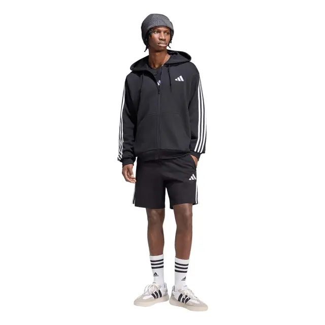 adidas Sportswear Men's 3Stripes Fleece Full-Zip Hoodie Μαύρο - Άσπρο KY6559 (adidas Sportswear) 3
