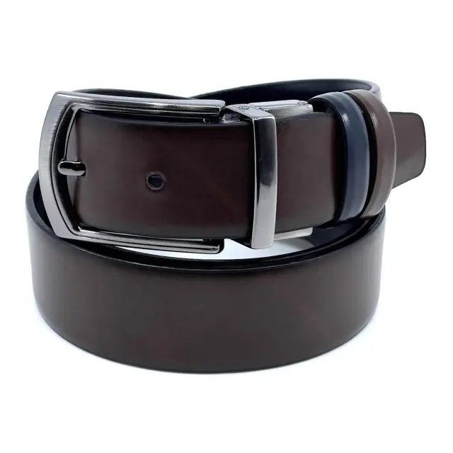 Μπλε Καφέ Ζώνη Διπλής Όψης P.U. Leather 3,5 cm