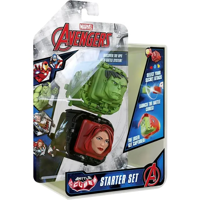 bot-i Marvel Avengers Battle Cubes 2-pack, Hulk VS Black Widow, Unleash Power, Launch Attack, 2 Cubes and 6 Tokens 37203