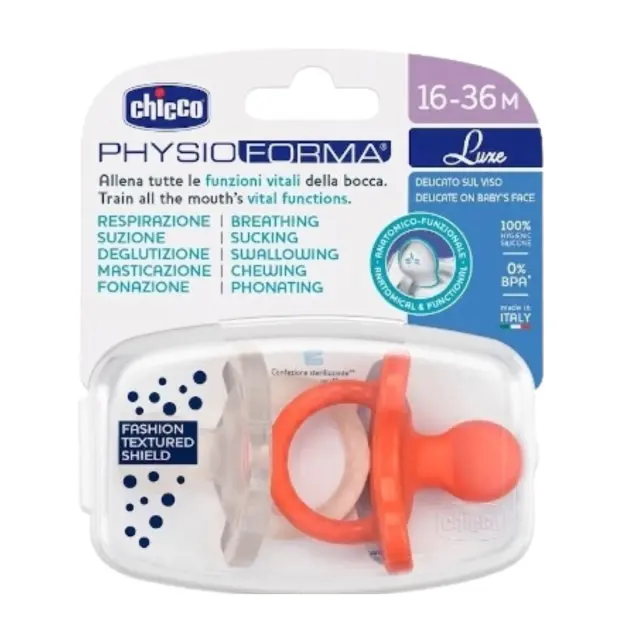 Chicco Πιπίλες Σιλικόνης Soft Luxe για 16-36 μηνών Πορτοκαλί - Γκρι 2τμχ