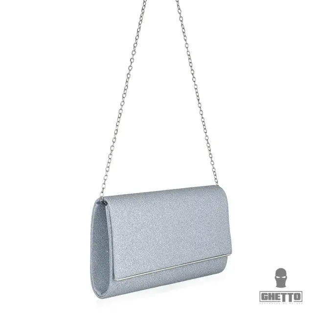 Ghetto Silver Glitter Evening Clutch | Elegant Chain Shoulder Bag 2