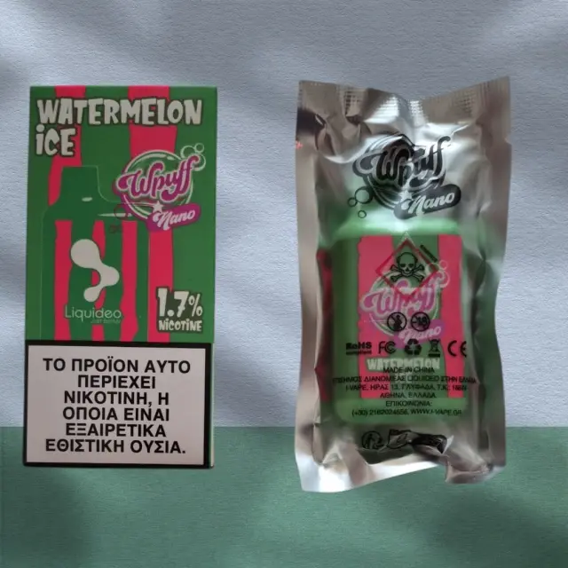 Liquideo Wpuff Nano Watermelon ice 1.7% (18mg/ml)- Ηλεκτρονικο Τσιγάρο μιας χρήσης(600 Puffs)