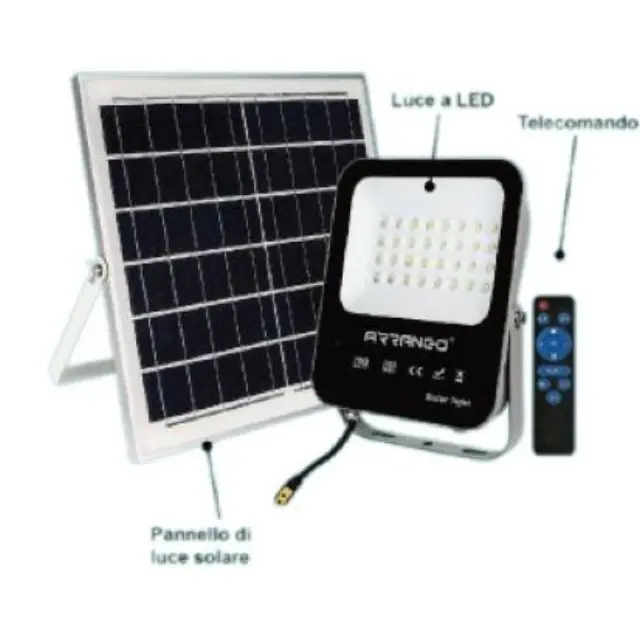 Arrango Στεγανό Ηλιακό Φωτιστικό Δρόμου 100W IP65 με Ανιχνευτή Κίνησης σε Μαύρο Χρώμα AP79195