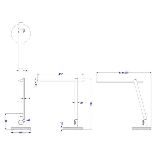 Φωτιστικό γραφείου LED Blain Pro γκρι μεταλλικό χρώμα Φ19x49,9 εκ. 2