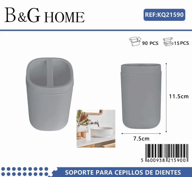 Θήκες οδοντόβουρτσας πλαστικές σε σετ 5Χ - Grey - 21590 2