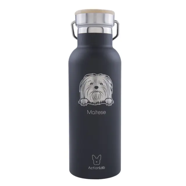 Eco Life Bamboo Thermos Bottle Maltese Μαύρο 500ml Λευκό