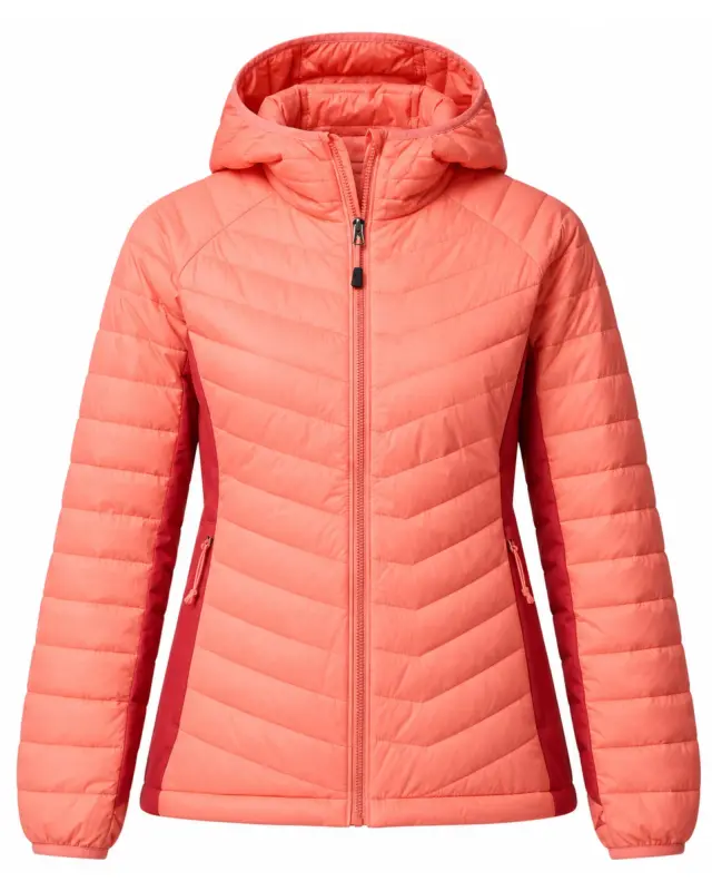Columbia Powder Pass II Hybrid Hooded Γυναικείο Μπουφάν Ροζ