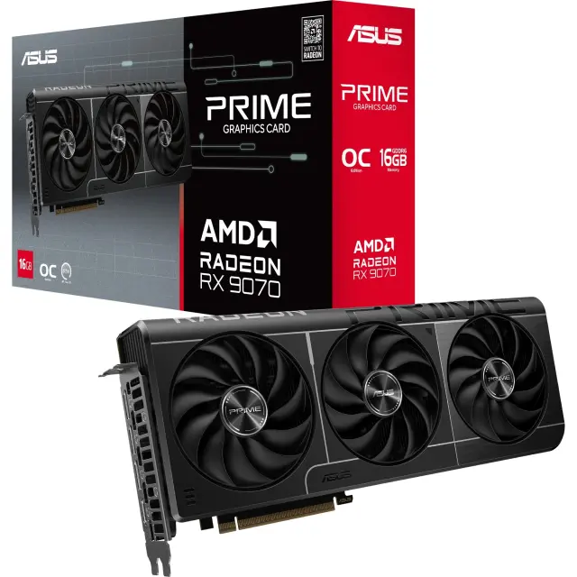 Asus Radeon RX 9070 PRIME GAMING OC (grey, RDNA4, GDDR6, 3x DisplayPort, 1x HDMI)