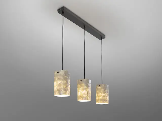 Κρεμαστό Φωτιστικό 3φωτο Μαύρο με Nacre Γυαλί E14 LED Dimmable 3