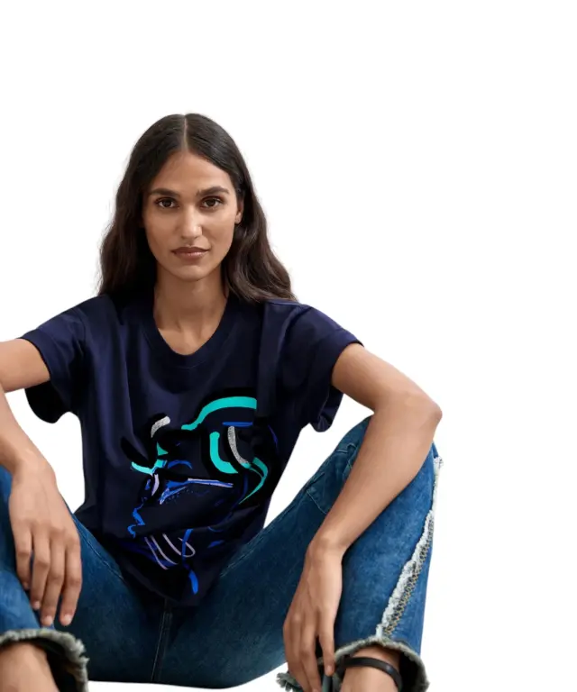 Desigual -Γυναικείο T-Shirt Face 26WWTK35-5011 Μπλε 2