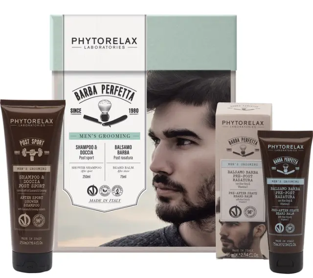 Phytorelax Men's Grooming After Sport Shower Shampoo Ανδρικό Αφρόλουτρο και Σαμπουάν, 250ml & After Shave Beard Balm Ανδρική Κρέμα Προσώπου για Πριν και Μετά το Ξύρισμα, 75ml 2