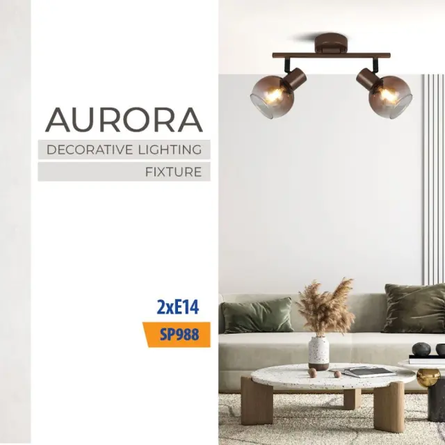Φωτιστικό με 2 Σποτ - Ράγα AURORA 2xE14 SP988-2L Ιριδίζον Καφέ VIV005308 3