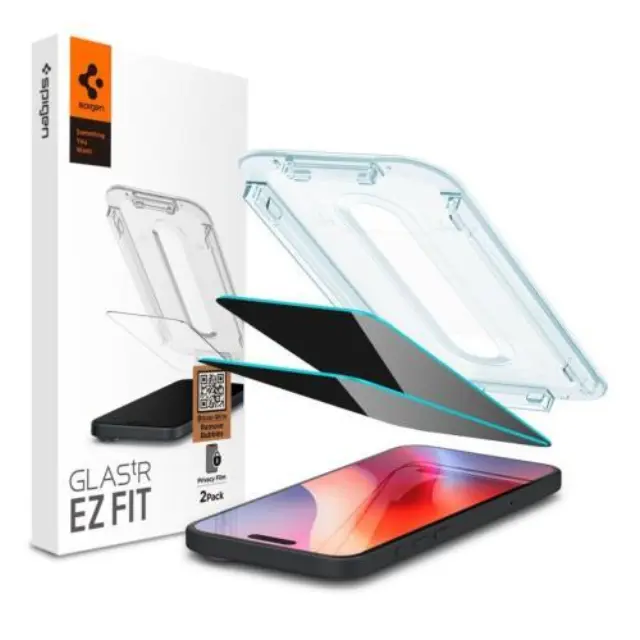 Tempered Glass Full Face Spigen Glas.tR EZ-FIT Privacy Apple iPhone 16 Pro/ 17/ 17 Pro (2 τεμ.) N67705