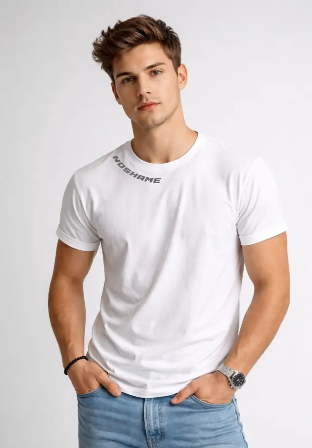 T-shirt Noshame® Λευκό με τύπωμα - 152657 - XXL