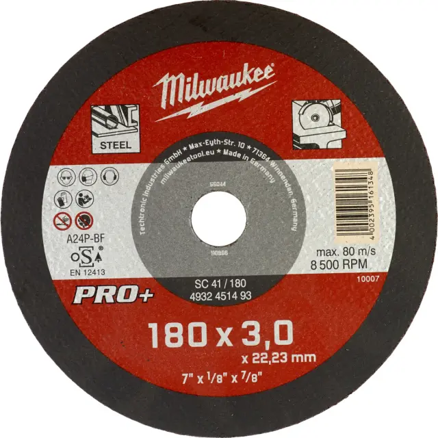 Δίσκος Κοπής Σιδήρου SC41/180 180x3mm MILWAUKEE PRO+