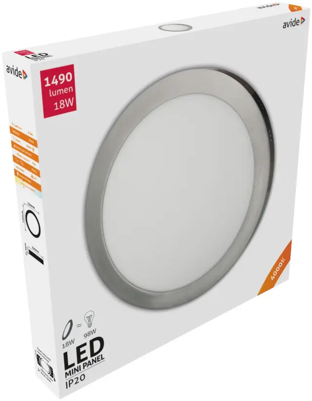 Avide LED Πλαφονιέρα Στρογγυλό Αλουμίνιο Σατέν Νίκελ 18W Λευκό 4000K 15.001.0666