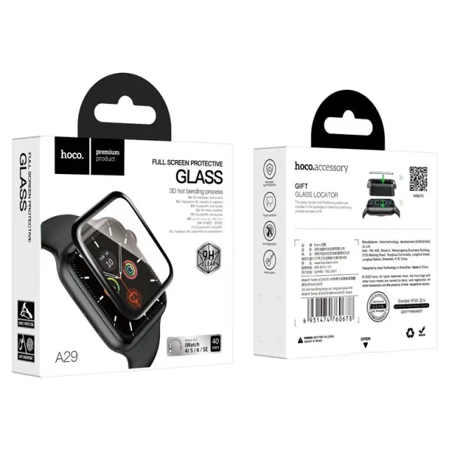 Tempered Glass Hoco A29 0.33mm 9H 3D Hot bending 40mm για iWatch Series4 5 6 SE Μαύρο 2