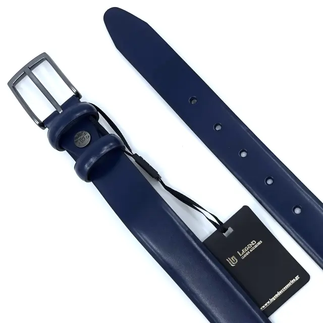 Ανδρική Μπλε Λεπτή Δερμάτινη Ζώνη 2
