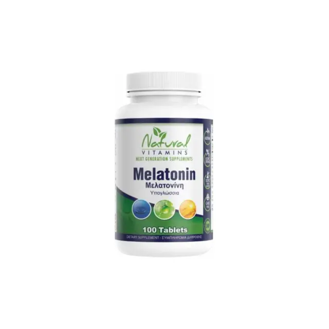 Μελατονίνη • Natural Vitamins • 100 υπογλώσσιες ταμπλέτες