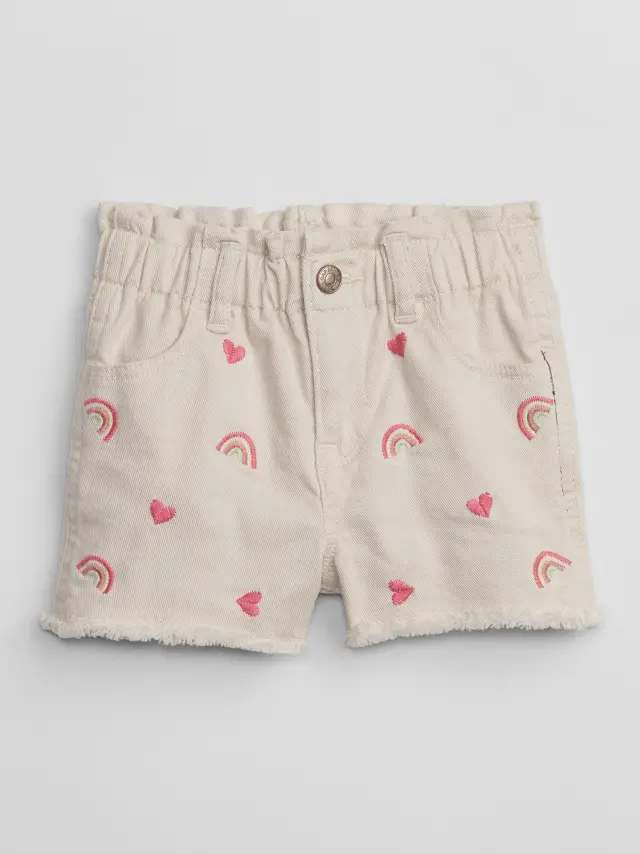Μπεζ babyGap Paperbag Mom Jean Σορτς με Washwell beach pebble beige - 12-18M
