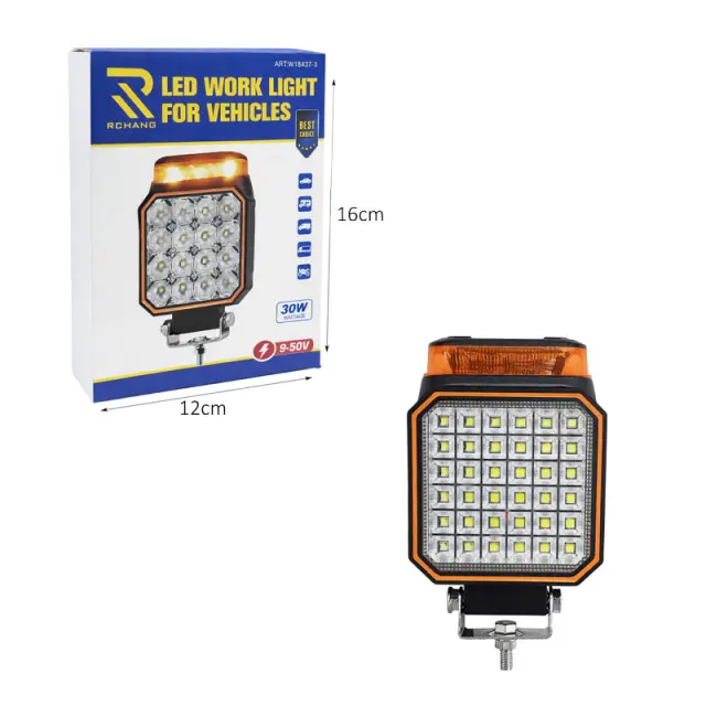 Rchang Προβολέας Εργασίας LED 30W για Οχήματα με Πορτοκαλί Φάρο W18437-5 - LED Work Light for Vehicles 0111785 2