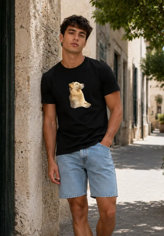T-shirt Noshame® Μαύρο με τύπωμα Dog - 152692 - XXL