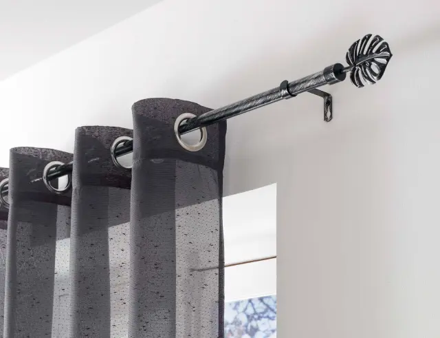 Μονό Κουρτινόξυλο Tropi Douceur d'intérieur με διάμετρο 19mm και επέκταση 120 - 210cm - Black/Silver 1900294