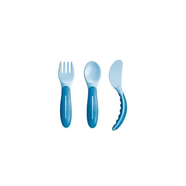 MAM Baby's Cutlery Βρεφικό Σετ Μαχαιροπίρουνων Πιρουνάκι, Κουταλάκι, Μαχαιράκι 6+ μηνών, Μπλε, 3τμχ