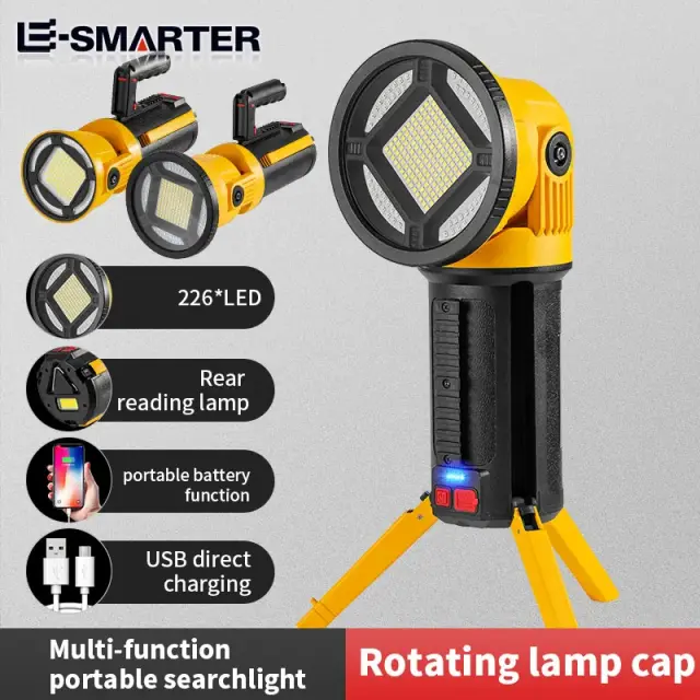 Επαναφορτιζόμενος Led φακός 18650 High Lumen 80W W5164-2 με τρίποδη βάση στήριξης
