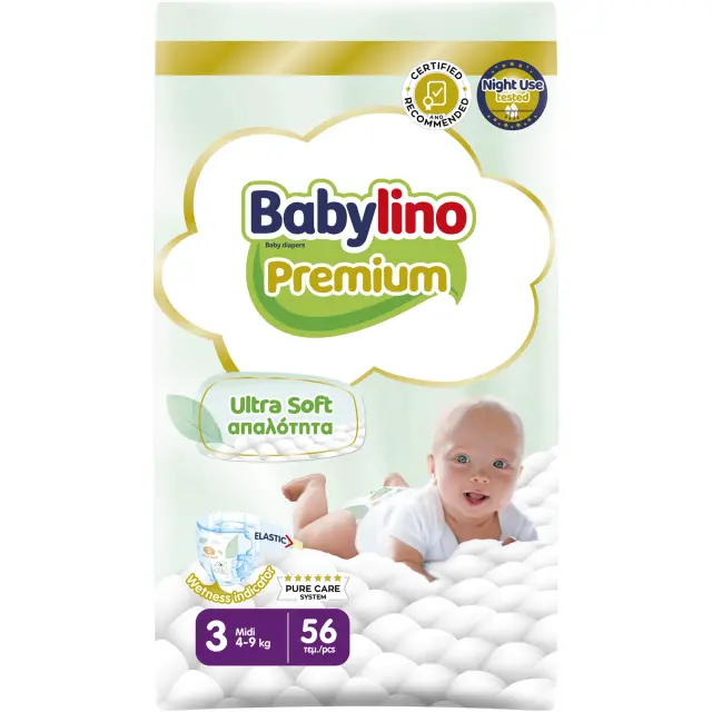 Βρεφική πάνα Babylino Premium No3 4-9 Kg Jumbo Pack 56 τεμ