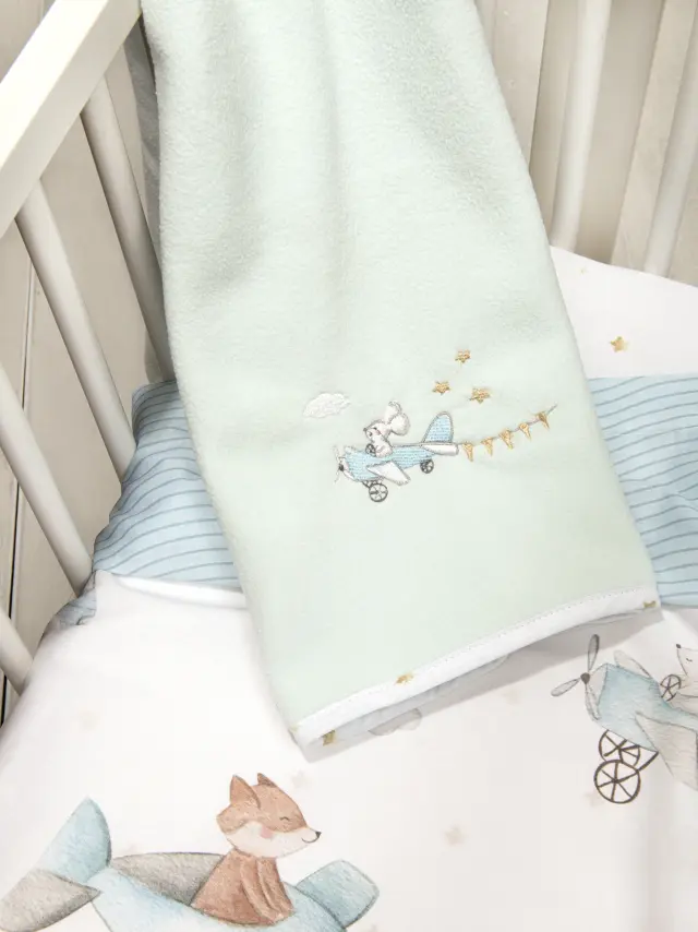 Κουβέρτα Λίκνου 80x110 Fleece Nima Joy Ride Turquoise 100% Πολυέστερ