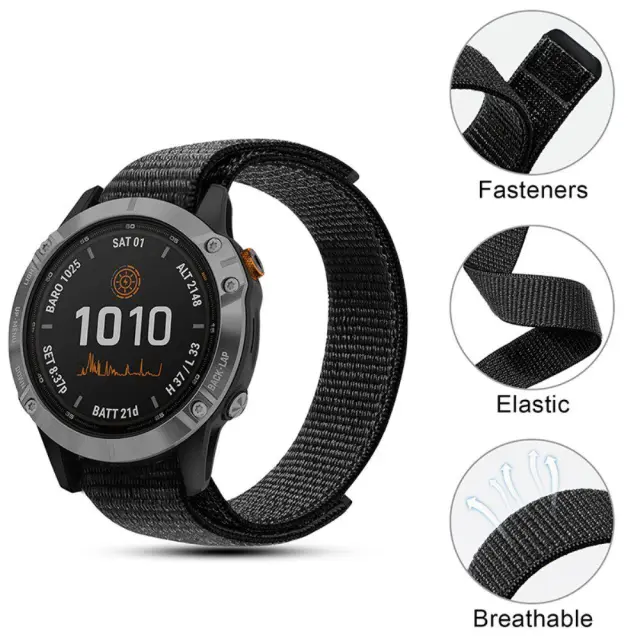 Λουράκι Knitted Nylon για Garmin Fenix 5/6/6 Pro/7/8/9 (47mm)- Black OEM 2